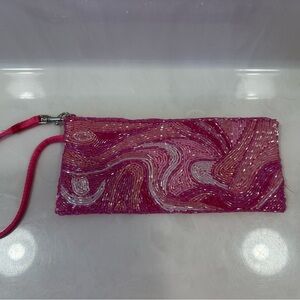 Liz Claiborne pink beaded wristlet